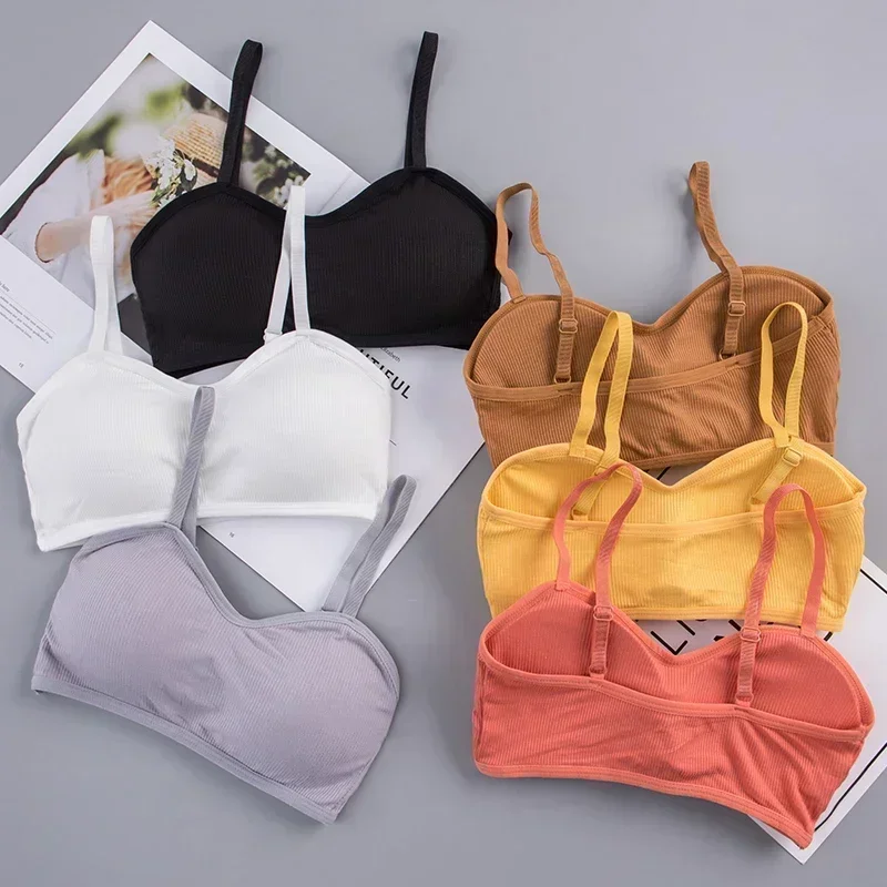 Bralette Wireless Soft - Bralette Wireless Ribbed Crop Top Solid