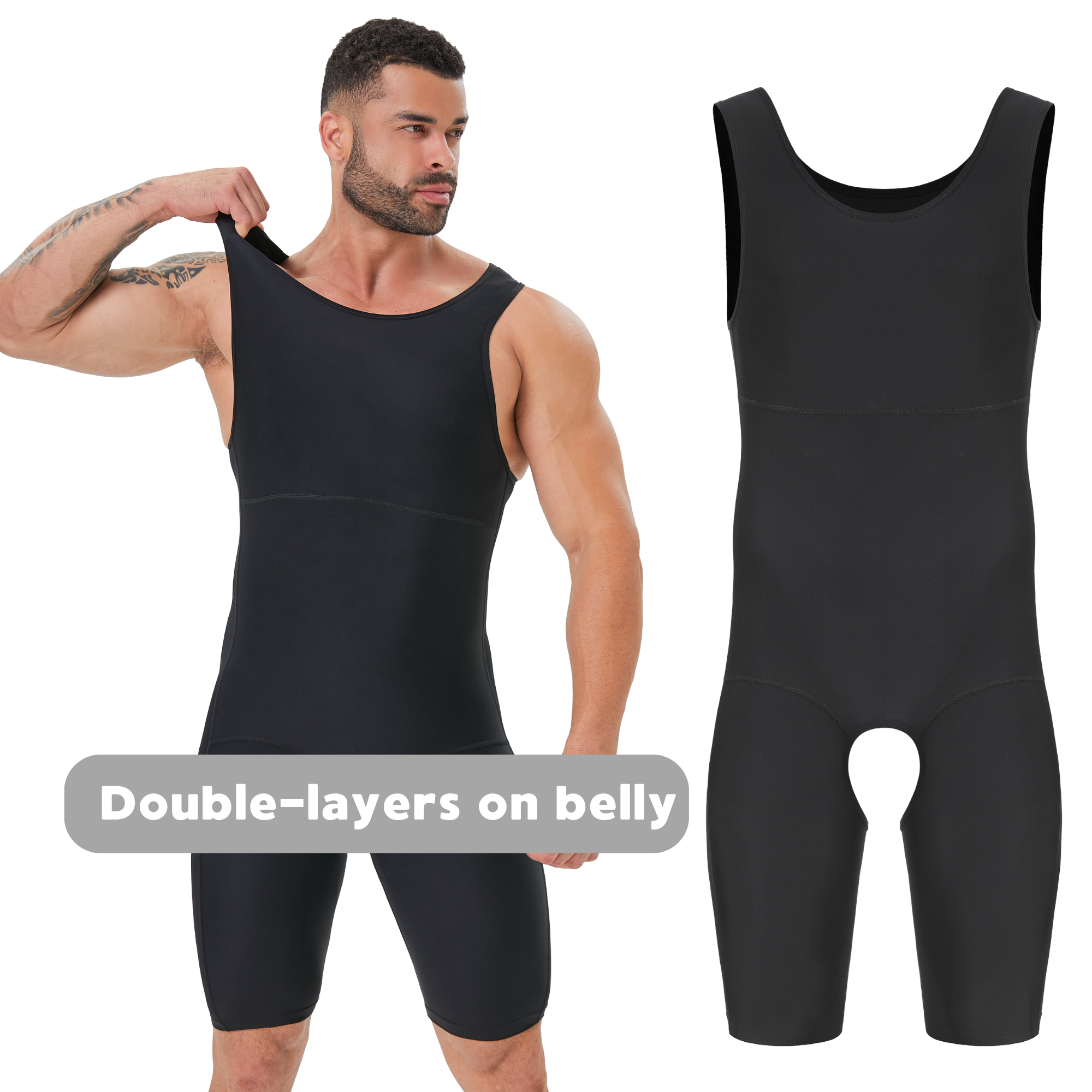 Men's Double Layer Tummy Contr - Shapewear Bodysuit Firm recensie en prijs