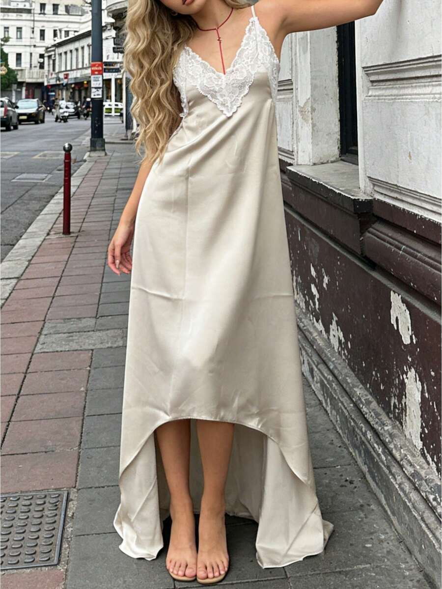 Women Summer Deep V-Neck Lace  - Slip Dress Satin recensie en prijs