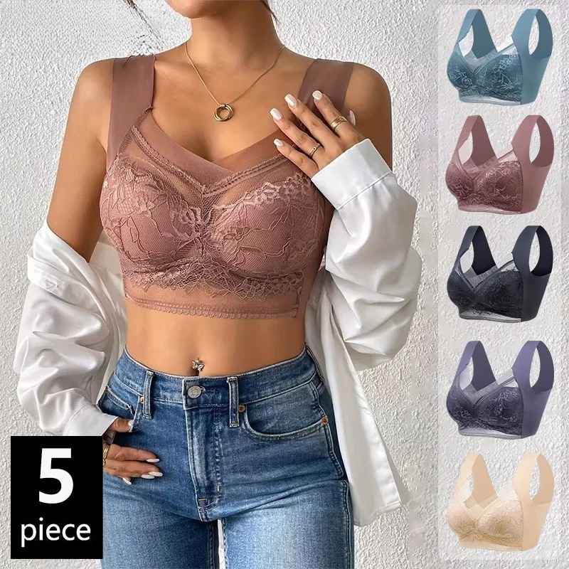 5PCS Plus Size Bras Women Lace - Bralette Wireless Soft recensie en prijs
