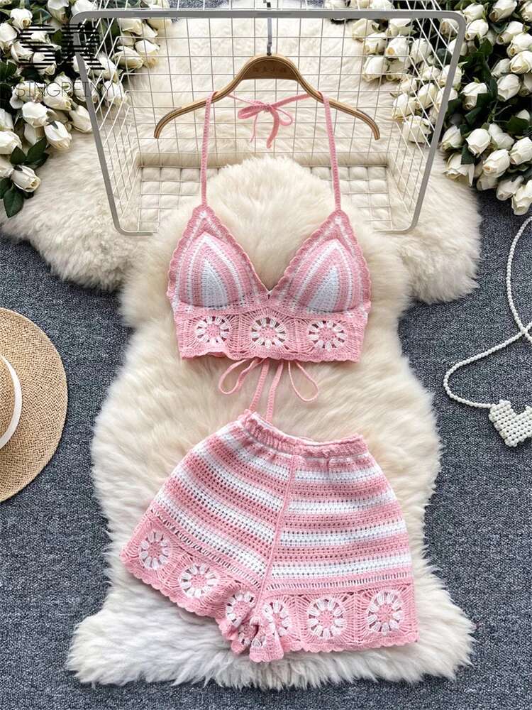 Beach Vacation Knit 2pcs Suits - Cami Top Lace recensie en prijs