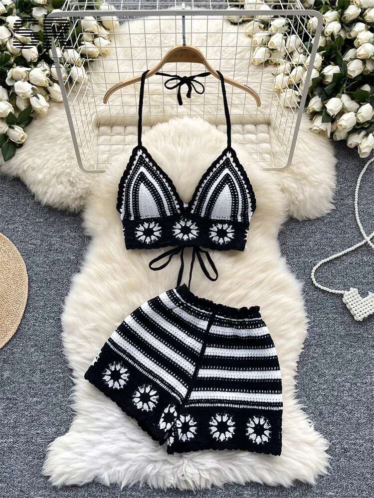 Beach Vacation Knit 2pcs Suits - Cami Top Lace recensie en prijs