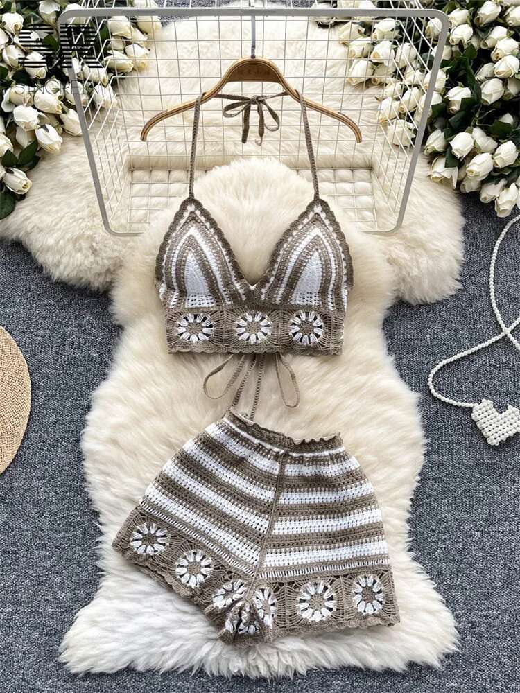 Beach Vacation Knit 2pcs Suits - Cami Top Lace recensie en prijs
