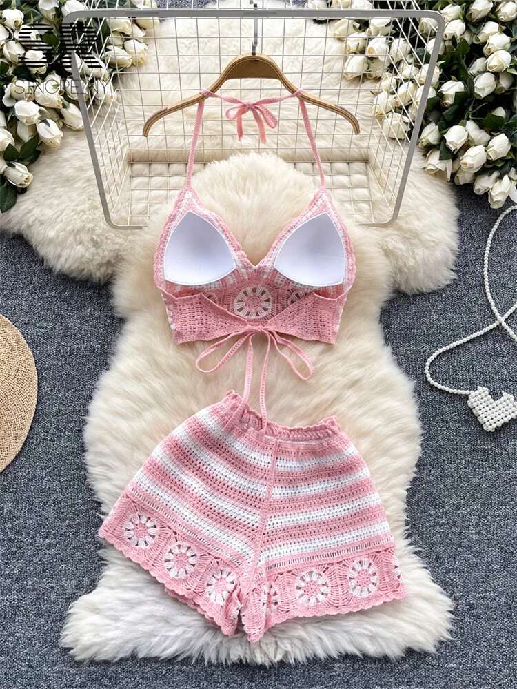 Beach Vacation Knit 2pcs Suits - Cami Top Lace recensie en prijs