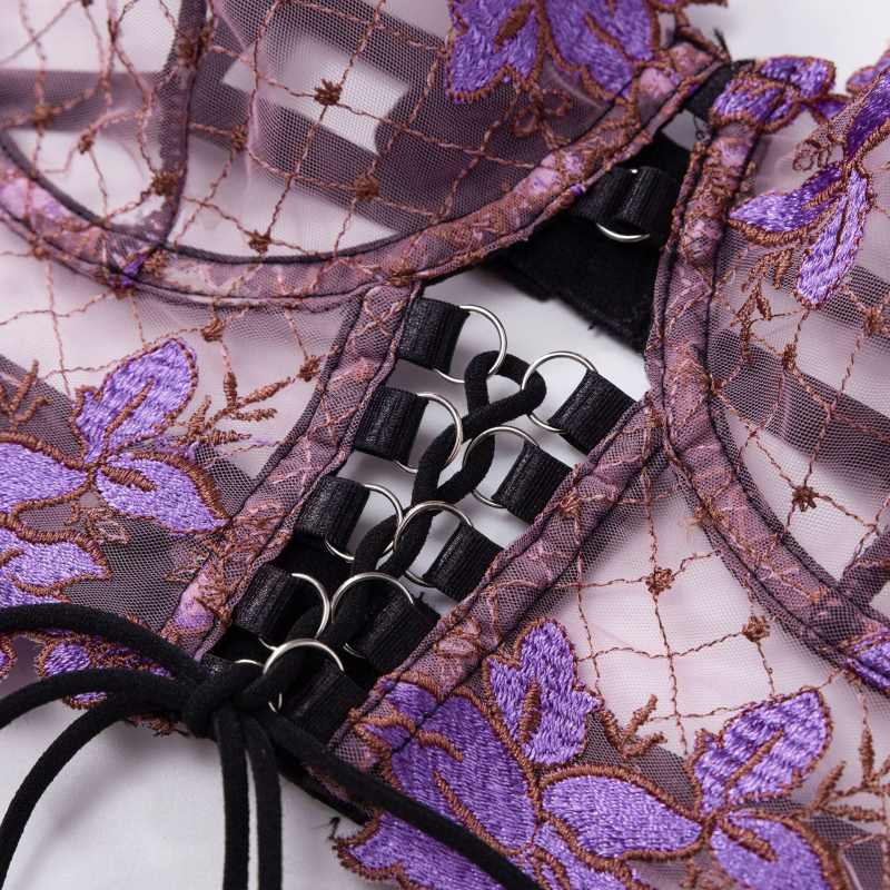 Bikini Thin Embroidered Bra Se - Garter Belt Set recensie en prijs