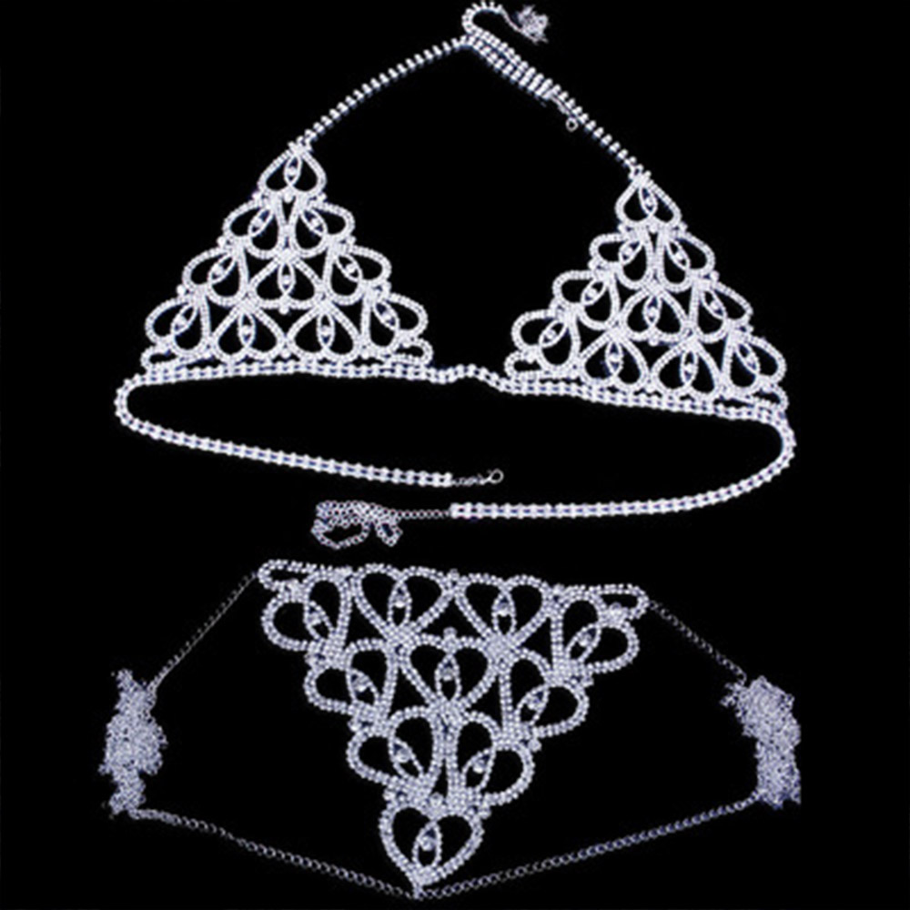 Fashion Rhinestone Heart Bra T - Thong Bikini Women recensie en prijs