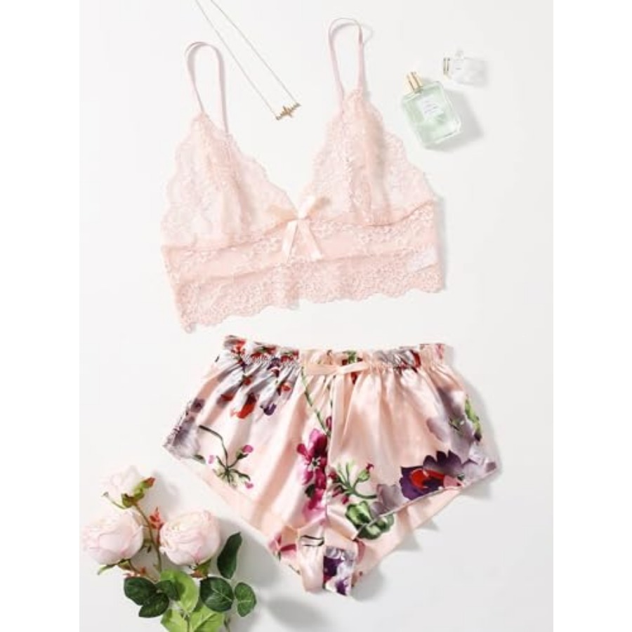 Women's 2 Pcs Lingerie Floral  - Cami Top Lace recensie en prijs