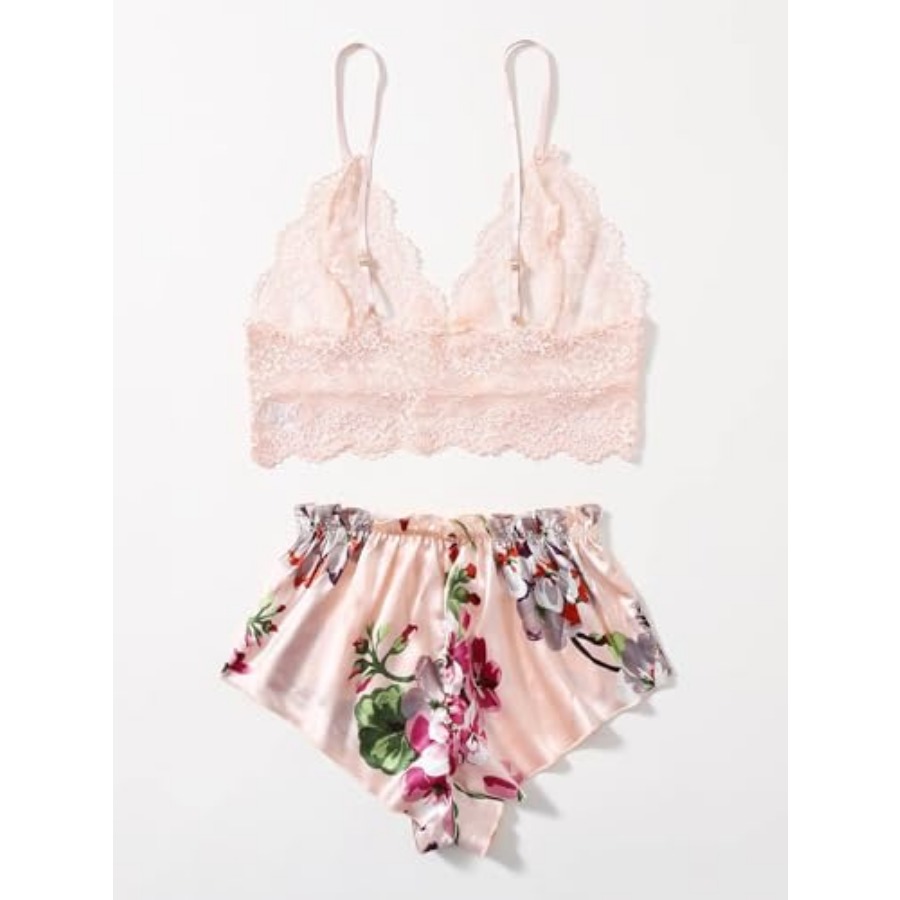 Women's 2 Pcs Lingerie Floral  - Cami Top Lace recensie en prijs